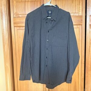 Dockers Blue and Gray Striped Men's Button-Down Shirt